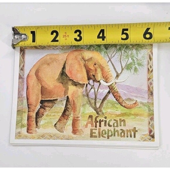 Vtg Blank All Occasion Greeting Cards 3 Black Rhino 1 Elephant Painting Envelope - Picture 5 of 6